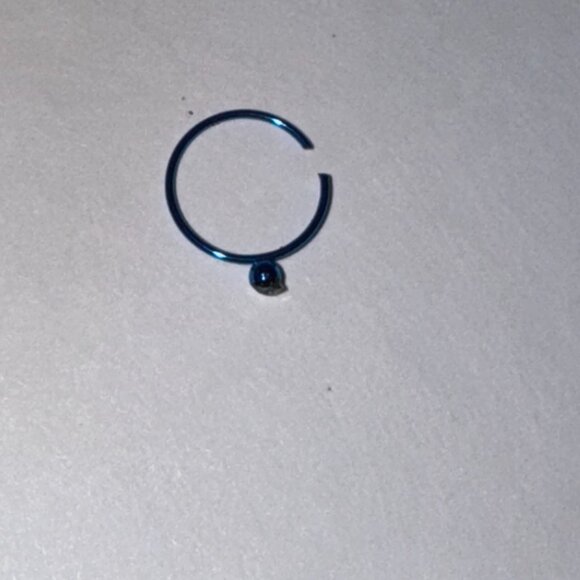 Blue 22 Gauge Titanium Plated Hoop Nose Ring - Picture 4 of 8